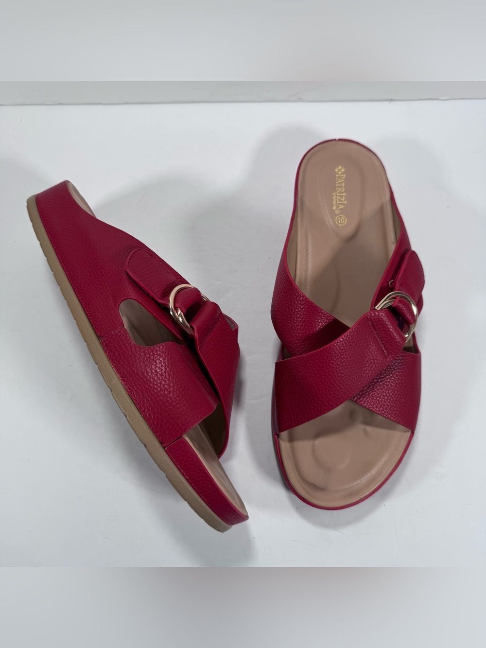 Patrizia by Spring Step Rutha Red Strappy Slip On Slide Sandals Women Size 10